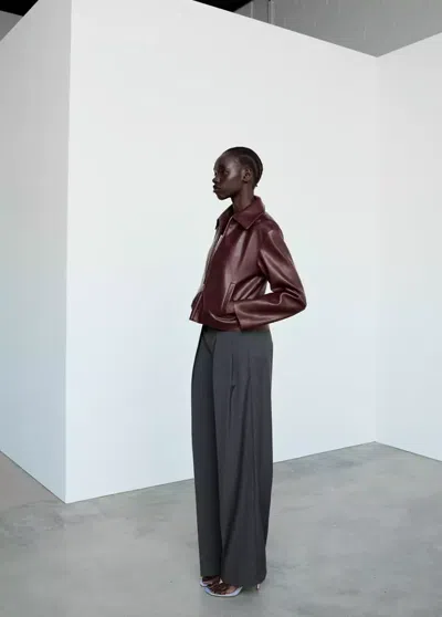 Mango Pantalon Droit Pinces In Gray
