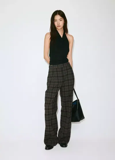 Mango Pantalon Droit Pinces In Marron