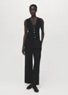 Mango Pantalon Droit Pinces Noir - Femme - 42 -  In Black
