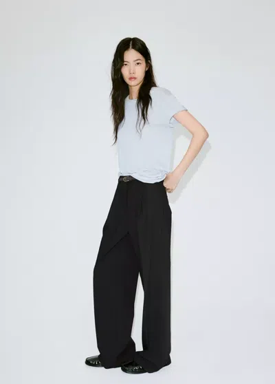 Mango Pantalon Droit Pinces In Noir