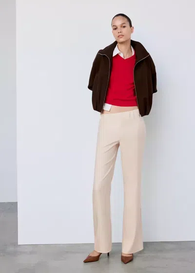 Mango Pantalon Droit Satiné In Neutral
