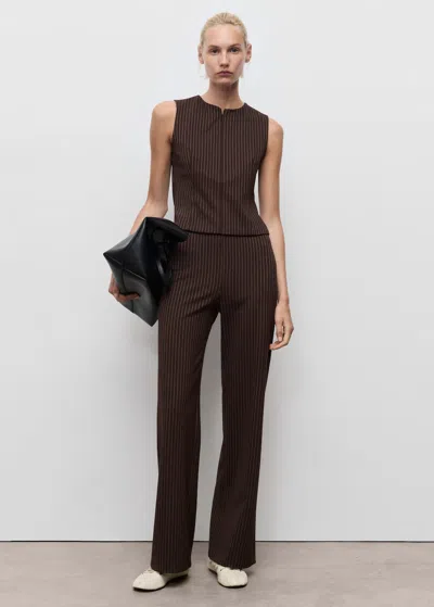Mango Straight-fit Pants With Elastic Waist In Brown