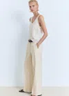 Mango Straight Mid-rise Trousers Ecru In Sand