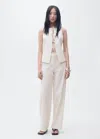 Mango Straight Mid-rise Trousers Ecru In White