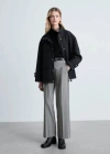 Mango Pantalon Droit Taille Normale Gris - Femme - 36 -  In Gris