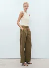 Mango Straight Mid-rise Pants In Green
