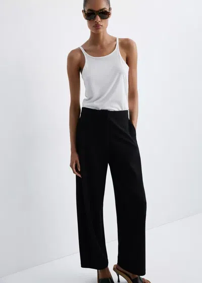 Mango Pantalon Droit Taille Normale In Noir