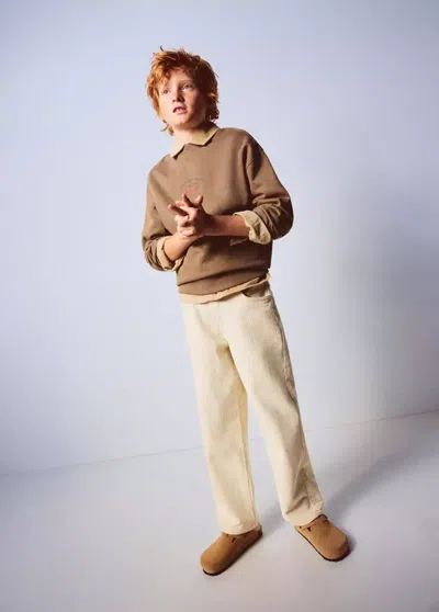 Mango Kids' Pantalon Droit Velours Côtelé In Brown