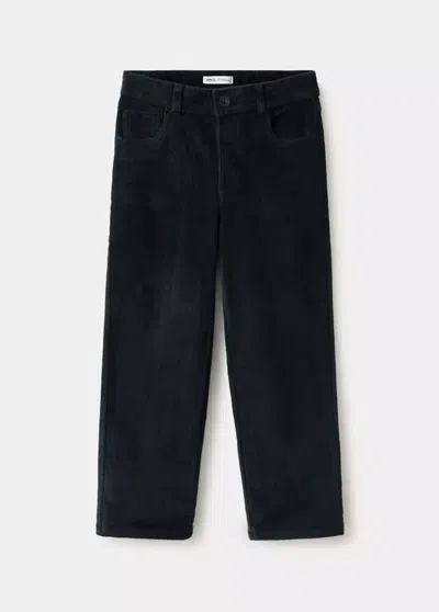 Mango Kids' Pantalon Droit Velours Côtelé In Black