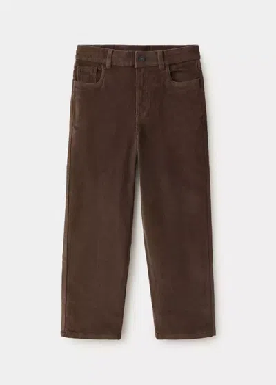 Mango Kids' Pantalon Droit Velours Côtelé In Brown