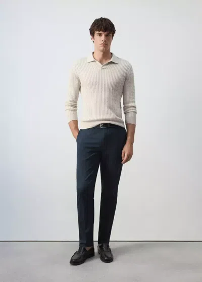 Mango Pantalon Dublino Chino Slim-fit In Bleu Marine