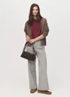 Mango Trousers Ecru In Black