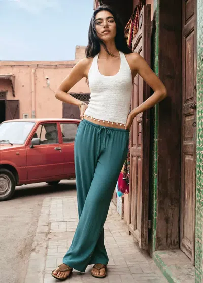 Mango Pantalon En Mousseline Avec Détails Brodés