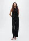 Mango Knit Pants With Elastic Waist In Black