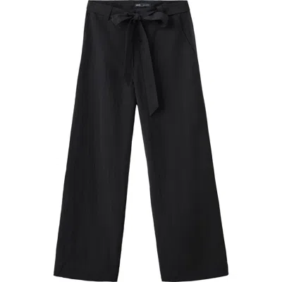 Mango Pantalon Espresso Belted Straight Leg Pants In Black