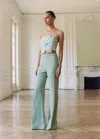 Mango Pantalon Évasé Taille Haute Bleu Ciel - Femme - L -