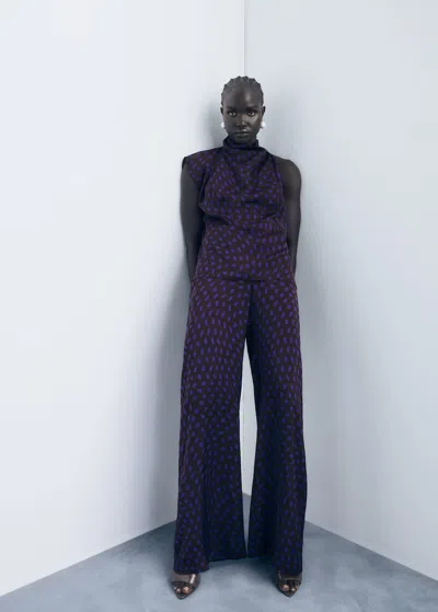 Mango Pantalon Flare À Pois Marron - Femme - M -  In Brown