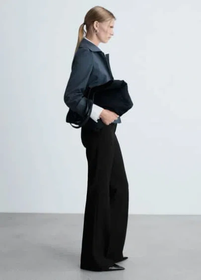Mango Pantalon Flare Poches In Noir