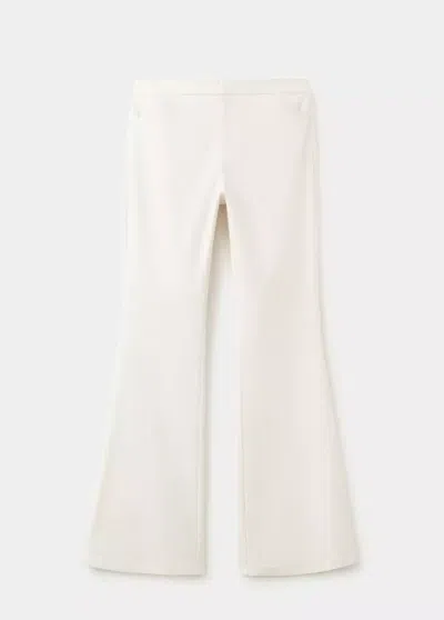 Mango Pantalon Flare Taille Haute In Écru