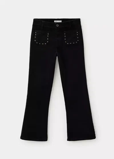 Mango Kids' Pantalon Flare Velours Côtelé À Clous In Noir