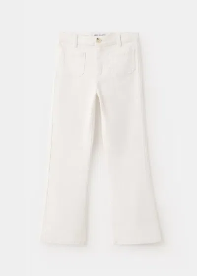Mango Kids' Pantalon Flare Velours Côtelé In White