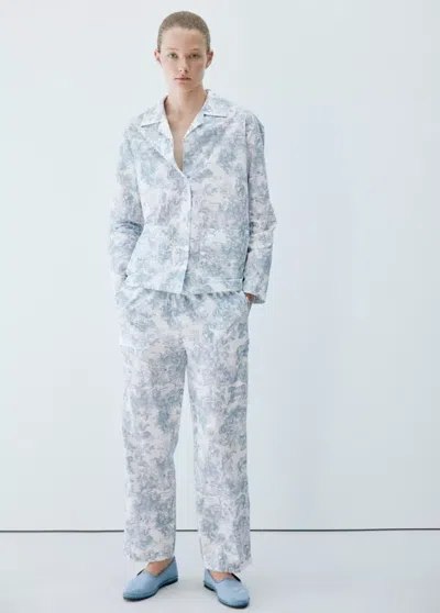 Mango Pantalon Imprimé Coton In Bleu
