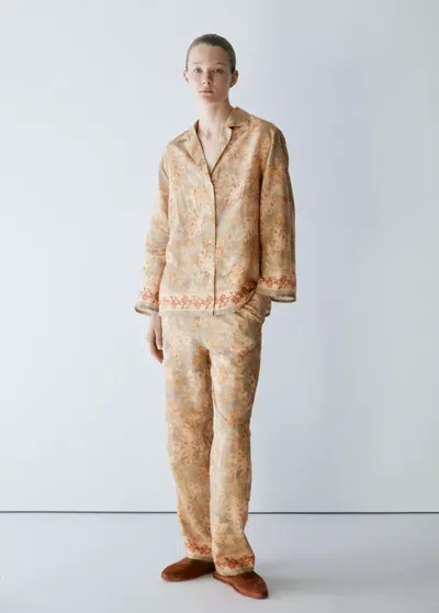 Mango Pantalon Imprimé Floral In Green