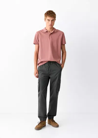 Mango Pantalon Jogger Cargo In Gris Anthracite