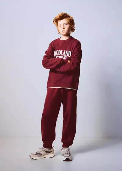 Mango Kids' Pantalon Jogger Coton In Grenat