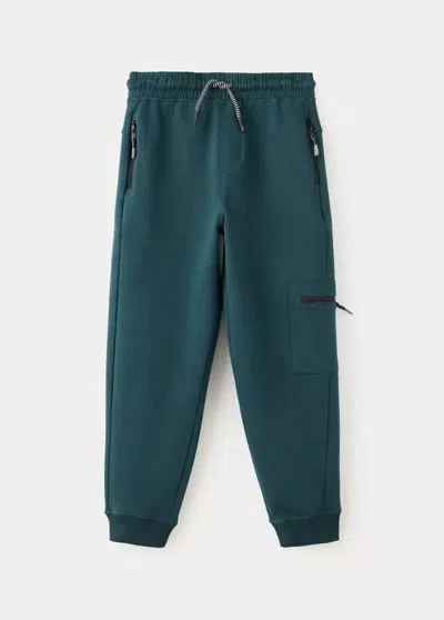 Mango Kids' Pantalon Jogger Coton In Vert Foncé