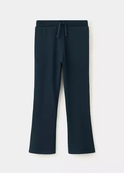 Mango Kids' Pantalon Jogger Flare À Taille Élastique In Bleu Marine