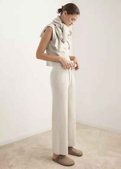 Mango Pantalon Long En Coton Fluide Et Lin In White