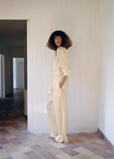 Mango Pantalon Lyocell Rayures In Neutral