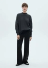 Mango Knitted Trousers With Contrasting Stripes Black In Black