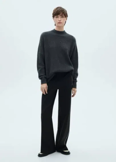 Mango Knitted Trousers With Contrasting Stripes Black