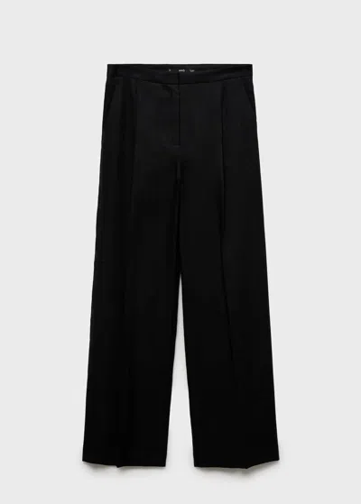 Mango Straight-fit Linen Suit Trousers Black