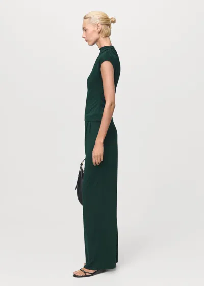 Mango Dart Palazzo Pants In Green