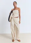 Mango Paper Bag Cotton Trousers Ecru