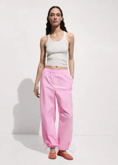Mango Cotton Parachute Trousers Pastel Pink In Rose Pastel