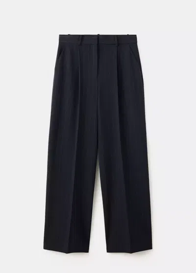 Mango Pantalon Pinces Rayures Tennis In Bleu Marine