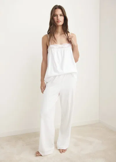 Mango Fluid Cotton Pajama Bottoms In Neutral