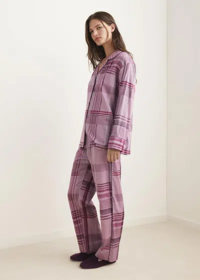 Mango Printed Pyjama Trousers With Piping Plum In Purple
