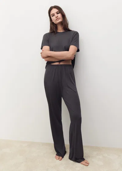 Mango Micro-modal Pyjama Trousers Charcoal In Gray