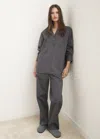 Mango Poplin Pyjama Bottoms Charcoal In Gray