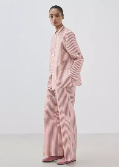 Mango Pantalon Pyjama Rayures In Rose