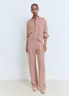 Mango Pleated Striped Pants In Pink