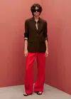Mango Straight-fit Linen Suit Trousers Red In Red