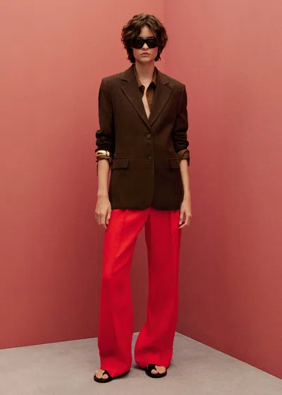 Mango Straight-fit Linen Suit Trousers Red