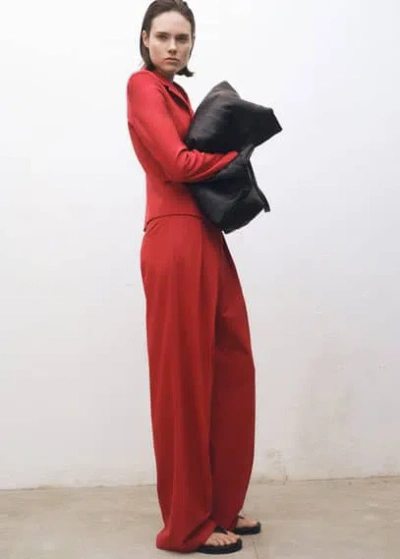 Mango Pantalon Rouge - Femme - 46 -