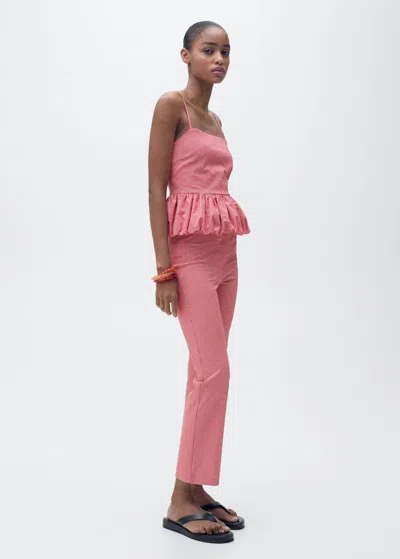 Mango Pantalon Rouge - Femme - Xl -